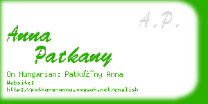 anna patkany business card